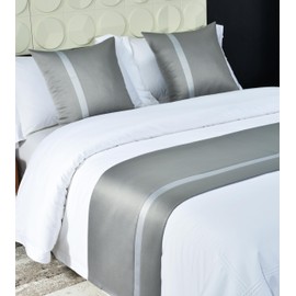 Guest Ruyunlai Bed Runner King Size,Dark gray with light stripes Bed Runner For 240X50cm for 1.8m Bed Bed Runner of Luxury Hotel Grade