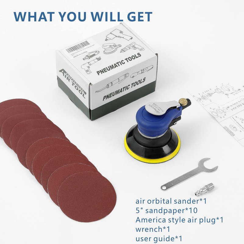 Air Random Orbital Sander by UPWOOD, Pneumatic Palm Sander With