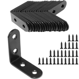 Corner Brackets, 25pcs L Brackets, Stainless Steel Corner Brackets for Wood, Right Angle 90 Degree Bracket with 100 Screws for Furniture Desk Table Shelf Corner Braces (40 x 40mm, Black)