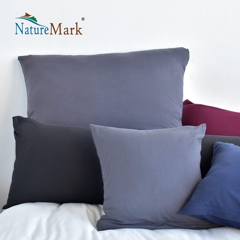 NatureMark Pack of 2 Jersey Cushion Covers, Side Sleeper Pillows,