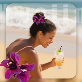 6 Pcs Hawaiian Flower Hair Clips for Women Girls,3.4 Inch Artificial Flower Hair Clip,Hairpin for Seaside Holiday