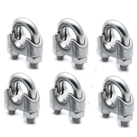 Health Reference SUS304 Stainless Steel Wire Clips, Stainless Steel Wire Clips, Rope Clamps, Wire Bonding, 18-8 Stainless Steel, Cable Clamp, U-Bolt Wire Grip, Set of 6, 0.2 inches (5 mm)