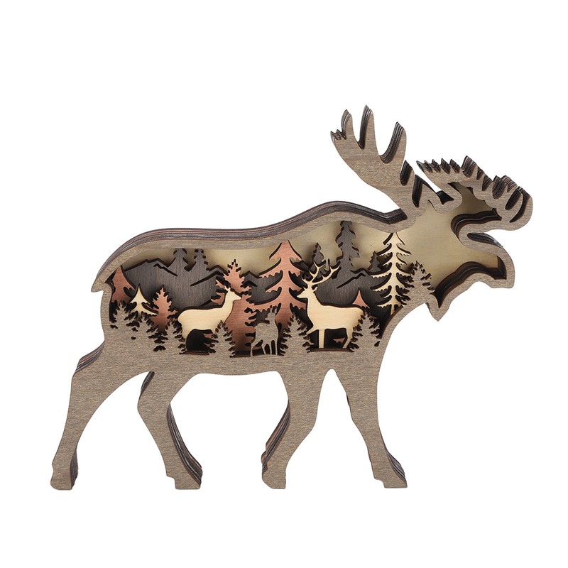 3D Wood Carving Animal Multi Layer Forest Animal Wood Carving