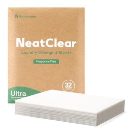 Eco Laundry Detergent Sheets - Travel Size Liquidless Soap Sheets - Fragrance Free (96 Loads) - Plastic Free Laundry Strips Eco Friendly NeatClear