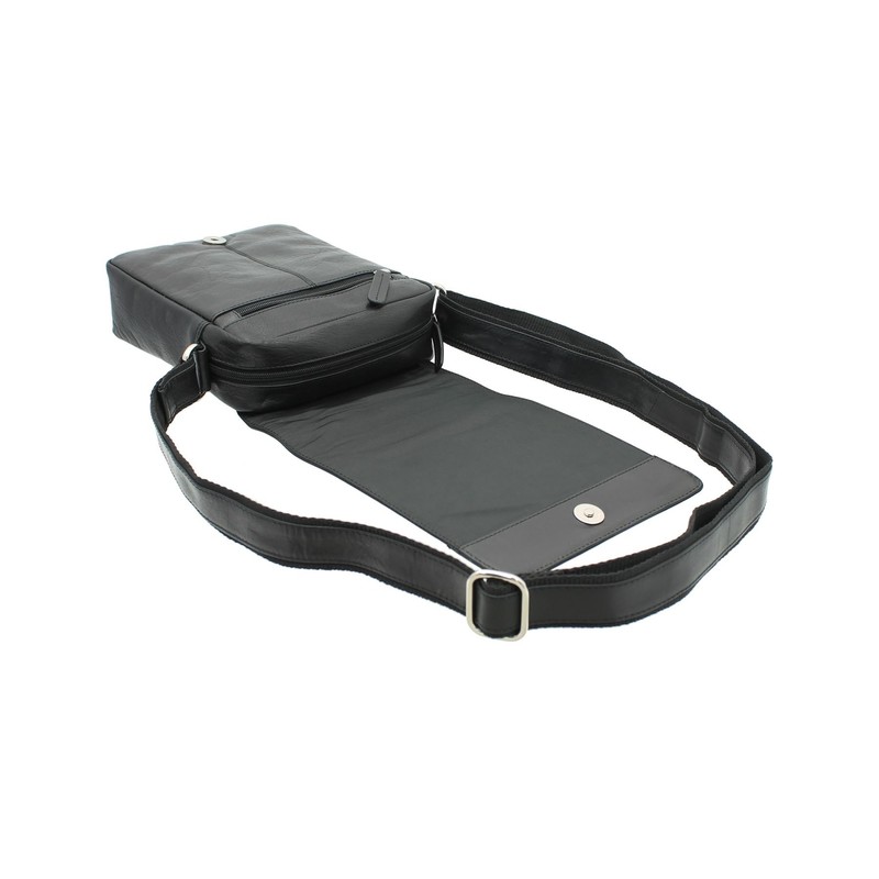 VISCONTI Compact Leather Messenger/Travel Bag S7 Black