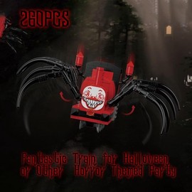 JVAVNE Choo Choo Charles Horror Spider Train Building Blocks Set 259PCS, Charles Train Building Bricks Model Toys, Collectible Spider Train Chasing Building Kit Toy for Adult Teens, Home Office Decor