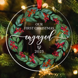 Engagement Gifts for Couples, Our First Christmas Engaged Ornament 2025 for Her, Wedding Decoration Ornaments Wedding Bridal Shower Gift, Newlywed Gifts for Couples