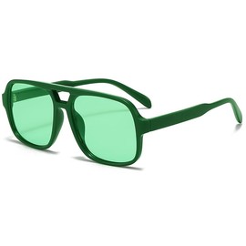 Breaksun Retro Aviator Sunglasses for Women Men Trendy Classic 70s Square Green Aviator Sun Glasses Vintage Shades (Green/Ocean green)