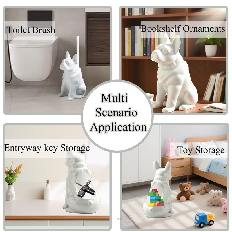 Ceramic French Bulldog Toilet Brush Holder – Cute Bathroom Decor