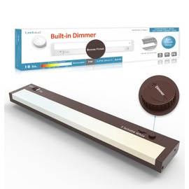 Leetdud Under Cabinet Lighting Plug in or Hardwired Built-in Dimmer, 18 Inch 9W, 5CCT 2700/3000/3500/4000/5000K, Linkable Counter Lights for Kitchen, ETL Dimmable LED Light Fixture, Bronze