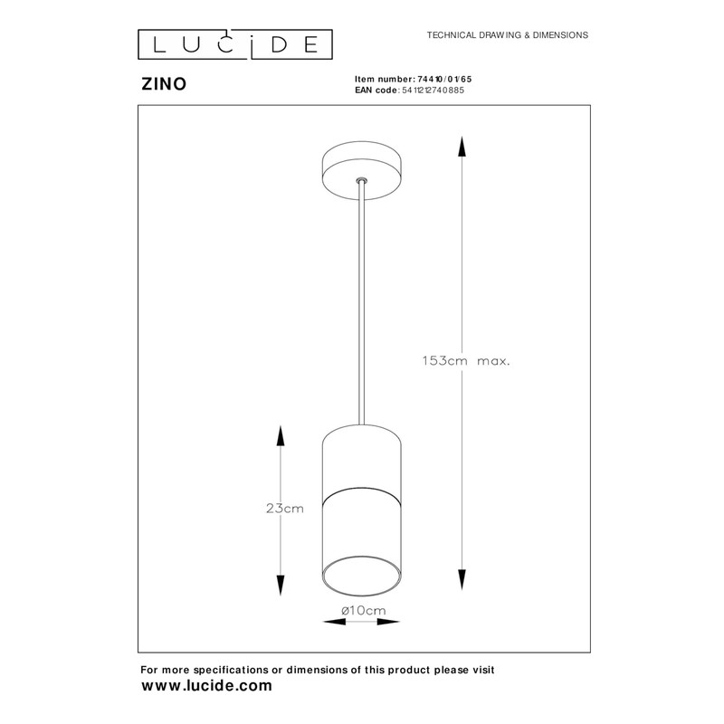 Lucide Pendant Light, 60 W, Black