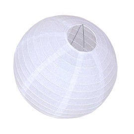 Hanli Pazar Round Paper Ribbed Lamp Shade Bamboo Style Lantern 30cm/ 12 inches 60 watts White