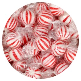 Jumbo Peppermint Balls, 1 Pound Bulk Candy Bag (Approx. 35 pcs), Mint Balls, Individually Wrapped Peppermint Balls Candy