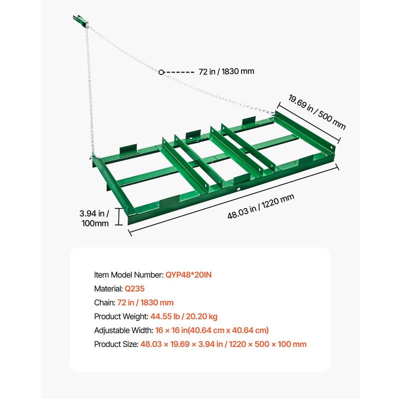 VEVOR Drag Harrow, 4 ft Heavy Duty Tow Behind Drag