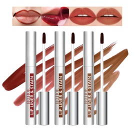 Lip Stain Peel Off, 3 Pcs Peel Off Lip Liner Stain Set Lip Tint Stain Peel Off Lip Stains for Women Peel Off, Waterproof Long-Lasting Lip Stain Peel off Tint Tattoo, Transfer-proof No Smudging