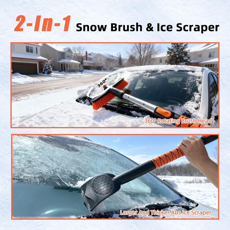 AMADAW 45" Extendable Snow Brush and Ice Scrapers for Car