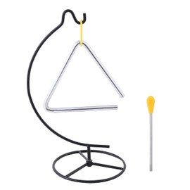 Homelavie Triangle Percussion Instrument With Striker, Hand Bell, Teacher Bell Chime for Classroom, Dinner Bell Outdoor, Meditation bell, Music Instruments for adults (5 Inch)