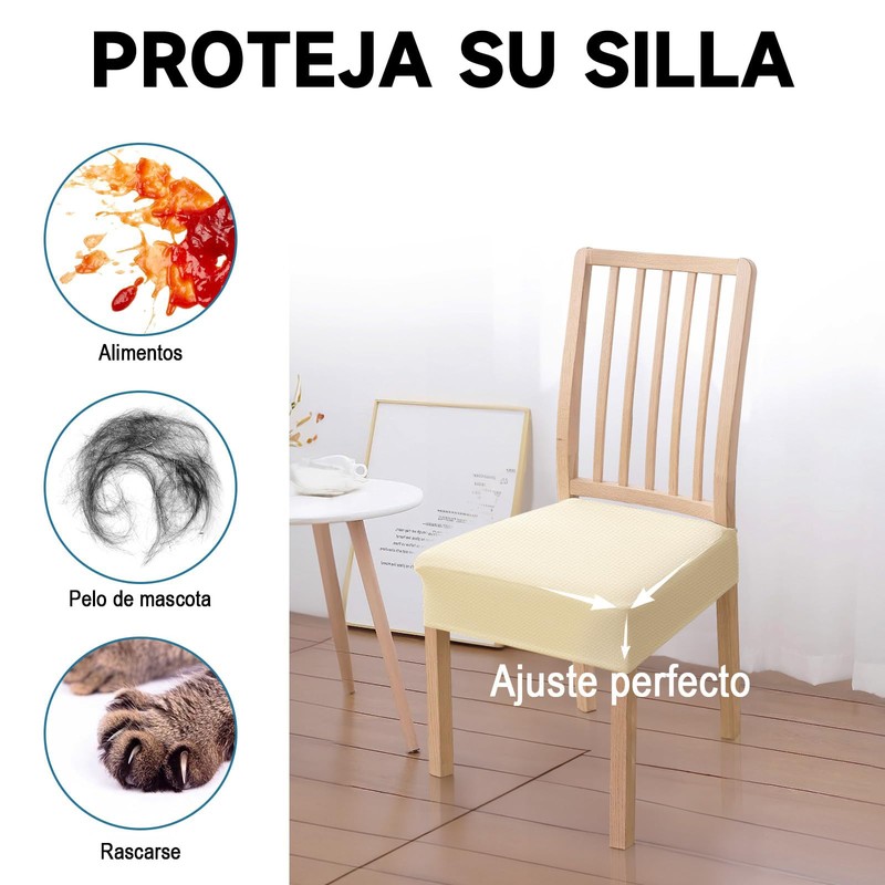 Fundas para Sillas de Comedor 4 Piezas, Cubre Sillas Comedor