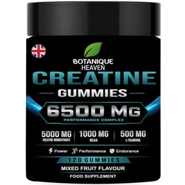 Creatine Gummies 6500mg Complex – 5000mg Creatine Monohydrate with 1000mg BCAA, 500mg L-Taurine & Vitamin B12 – 120 Gummies – Power, Performance & Endurance Support