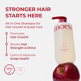 MOEV ANNURCATIN Shampoo for strengthening and volumizing thinning hair - Korean Biotin Apple Fresh Shampoo, Build Lift, Paraben-Free, suggested to All Hair Types (17.75 fl.oz, apple & vanilla)