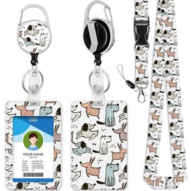 ID Badge Holder with Lanyard and Retractable Clip, Breakaway Lanyard for Name Badge Holder for Teacher Nurse Doctor School Student Office Gifts, Cute Dog Funny Puppy