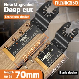 Nuyikaso 3 Pack Titanium Multi Tool Blades Extra-Long Reach Oscillating Saw Blades Multitool Accessories Kit for Wood Metal Screws Plastic Compatible with Fein Multimaster Makita DeWalt Bosch