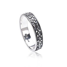 Materia Women's Ring 925 Sterling Silver Antique Filigree Thin Polka Dot # SR 114, Sterling Silver, Silver