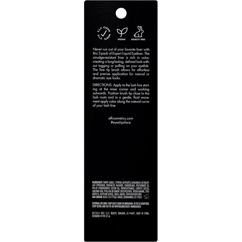 e.l.f. Cosmetics Expert Delineador Líquido Jet Black Negro Intenso Set