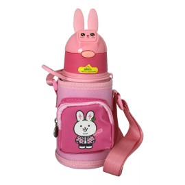 J.H. Company Termo Infantil Con Funda Portatil 350ml Didactico 333331 Color Rosa Conejo