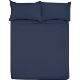 Shreem Linen Microfiber RV Sheet Sets, 60x80 Camper Queen, Navy Blue Solid - Fits Mattresses up to 8 Inches Deep, 4 Piece RV Bed Sheets for Campers, Motorhomes, and Travel Trailers
