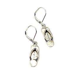 Antiqued Pewter Flip Flop Sandal Earrings