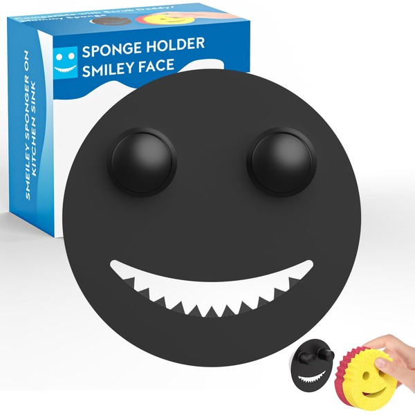 Sponge Holder for Kitchen Sink Smiley Face,Sink Caddy Organizer with