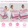 Jixrolyn Pink Bassinet for Baby Girl, Baby Bassinets Bedside Sleeper