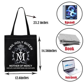 PWHAOO Marian Catholic Tote Bag Marian Consecration Tote Bag Mary Catholic Gift Marian Inspired Gift, Marian Catholic Tote, 14.17 inches x 12.59 inches x 0.39 inches