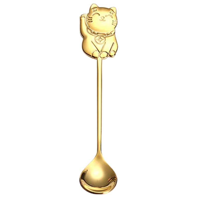 MUUYYI Stainless Steel Coffee Dessert Spoon Cute Cat Shape Teaspoon