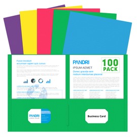 Two Pocket Folders, PANDRI 100 Pack 2 Pocket Folders, Letter Size Paper File Folder for School Office Home Business, Assorted 5 Colors