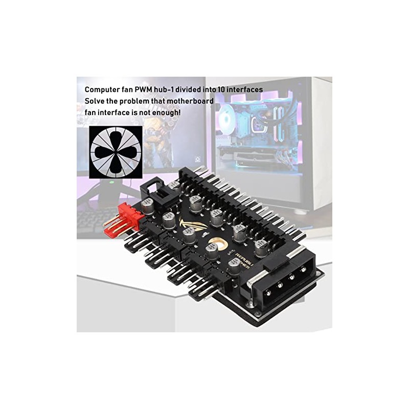 4pin 10 Puertos PC Fan Hub, Concentrador Hub de Ventilador