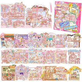 Sticker Therapy for Adults 20 Sets 3D Sticker Scenes Relief Stress Cartoon Mini Animal House Stickers DIY for Kids