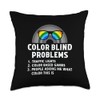 Color Blind Problems Blindness Test Eye Glasses Rainbow Throw Pillow