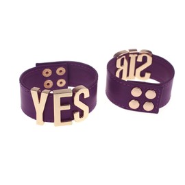 Coolcoco Adjustable Luxury Gold Letter Purple Leather Yes Sir Bracelet for Women Girls Prime Cosplay Accessory (2 Pieces/Set)