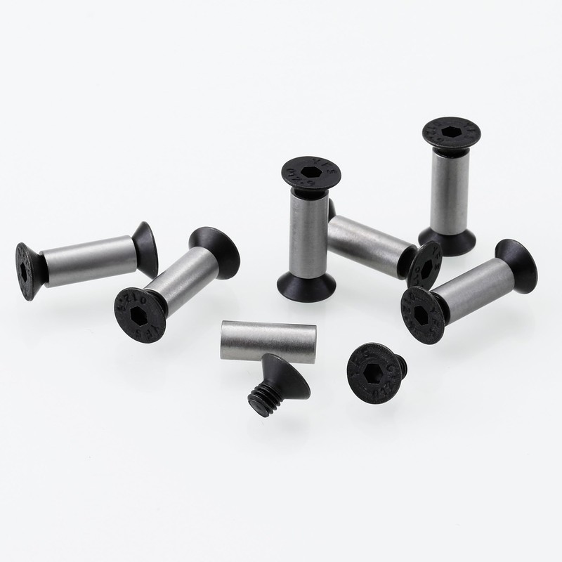 10 Pack Knife Handle Screws, Rivets, Bolts, Black Hex Flat
