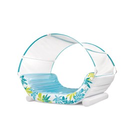 INTEX 56294EP Inflatable Tropical Canopy Lounge: Detachable Fabric Sunshade – Built-in Cup Holders – Rope Ties – 440lb Weight Capacity – 88" x 59" x 65"