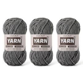 Fluffy Chenille Yarn for Crocheting - Baby Yarn for Crocheting Soft Blanket - 3 Pack of 100g/(87.4yds) Crochet Amigurumi Chunky Yarns - Super Bulky 5 Velvet Yarns (3 Dark Gray)
