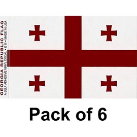 Made in The USA - Pack of 6 Georgia Republic Flag Vinyl Decal Stickers, 3.5"x 5" Georgian Waterproof Industrial Strength Vinyl Sticker Decals for Cars, Trucks, RV, SUVâs & Boats