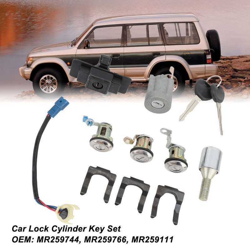 Car Full Lock Cylinder Key Set MR259111 Replacement for Mitsubishi