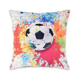 Soccer Pillow Covers for Women Men Coloerful Soccer Throw Pillow Case Cool Football Pillowcase for Sofa Bed Decorative Sport Cushion Cover with Zipper Daughter Son Birthday Gift for Boys Girls Friend