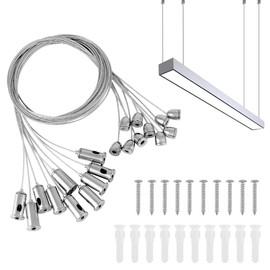 Casenly Rope Suspension Installation Kit, 4 Pieces 2 m x 1.5 mm Adjustable Rope Suspension Lamp Suspension Ceiling Stud Wire Rope Hanging Set for LED Panel Ceiling Light Photos Mounting