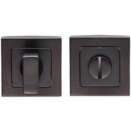 Thumbturn Lock and Release Handle - Concealed Fix Square Rose - Matt Black | Locking Thumb Turn and Release Handle - Screwless Rose - for Use with Lever on Rose Door Handles