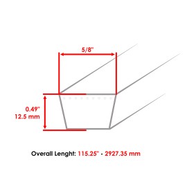Caltric 115 Inch 5/8" Thick Deck Belt For Scag SMZ-48 SSZ-16 SSZ-18 SSZ-20 48799