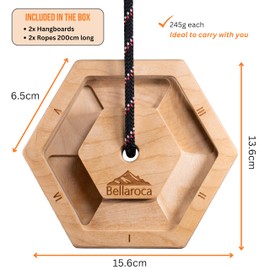 Bellaroca® | Climbing Hangboards, Set of 2X Portable Fingerboards with Long Ropes for Climbing Training, Professional Climbing Boards for Finger Strenght in Rock Climbing and Bouldering